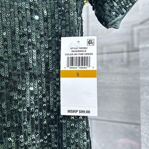 CeCe Christmas Green Holiday Party Sequins Dress MSRP $99 Size Small